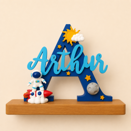 Letra Personalizada Astronauta com Nome – Decoração Infantil 3D